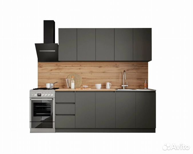 Кухня прямая 200 см Мори Графит