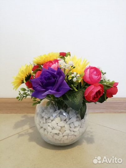 Композиция искусственные цветы ассорти