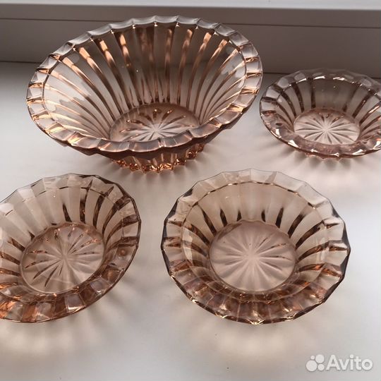 Набор для варенья карамельное стекло винтаж