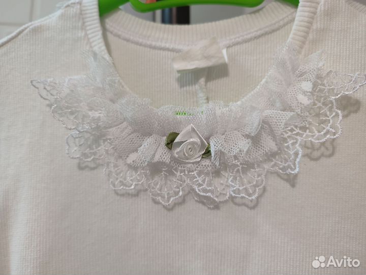 Кружевная белая блузка для девочки, рост 146