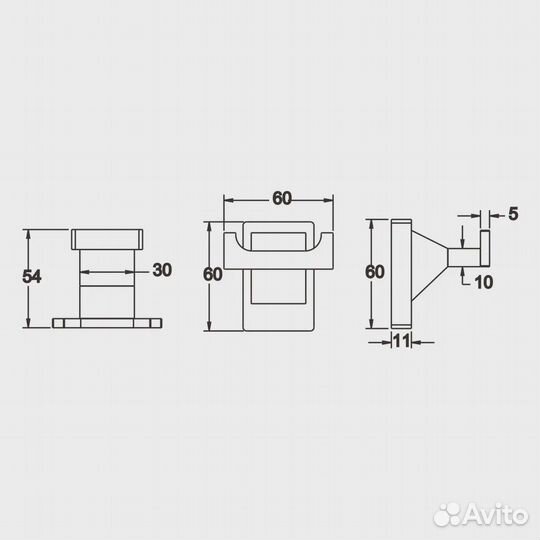 Крючок для ванной комнаты двойной Rose RG1621, хр