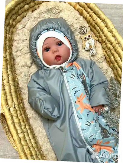 Конверт кокон на овчине утепленный (серый)