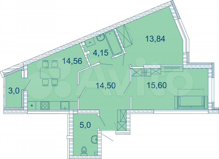 2-к. квартира, 67,7 м², 1/11 эт.