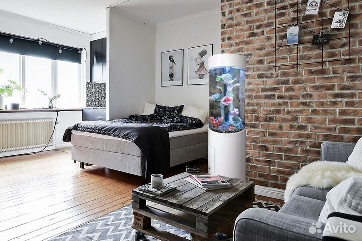 Аквариум цилиндрический на 90л-Белый глянец