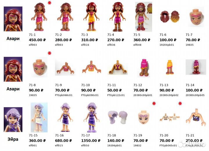 Lego Elves - Минифигурки и запасные части