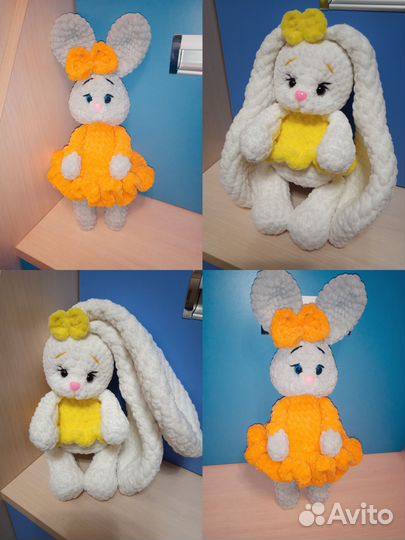 Плюшевые зайцы, игрушки ручной работы вязаные