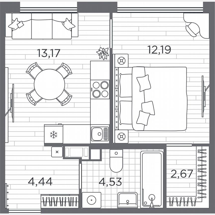 1-к. квартира, 37 м², 4/5 эт.