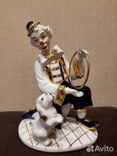 Статуэтка фарфор Клоун с собачкой СССР