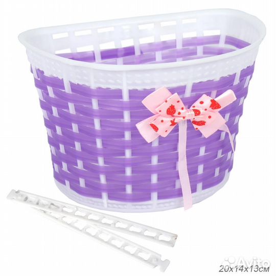 Корзина для велосипеда пластиковая с бантиком