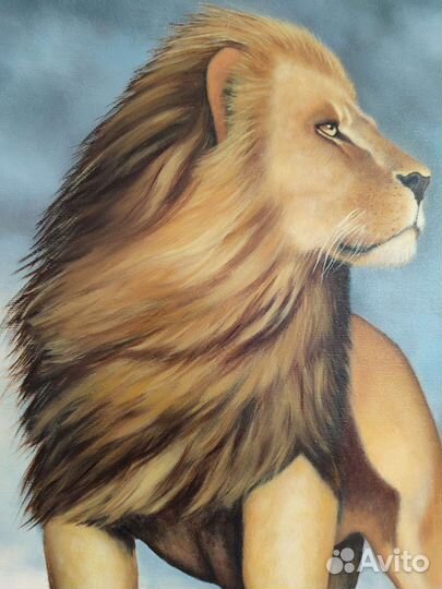 Картина маслом на холсте Лев, ручная работа