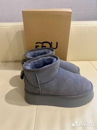 Угги из натуральной замши серого цвета
