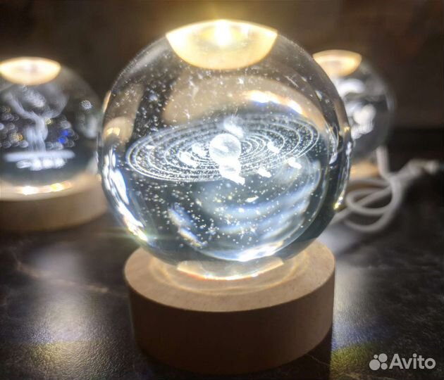 Светильник 3D ночник Хрустальные шары декоративные