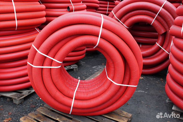 Труба гофрированная двустенная пнд 40мм красная