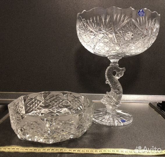 Ваза для фруктов Дракон Гусь хрусталь и блюдо