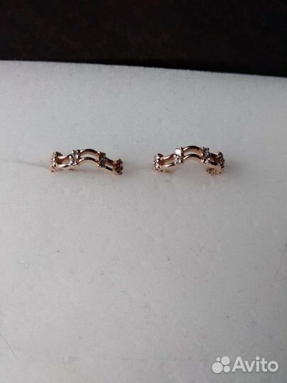 Золотые серьги с фианитами детские