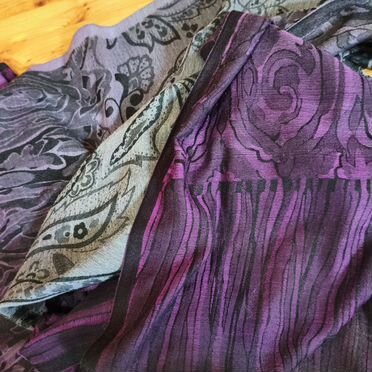 Палантин фиолетовый с серым