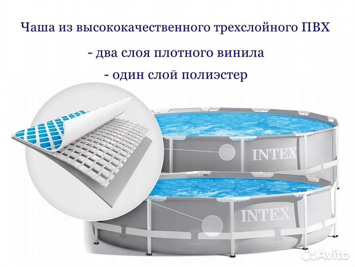 Бассейн каркасный 366х76 см, Prism