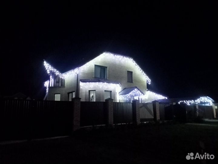 Бахрома. Уличная гирлянда. Монтаж