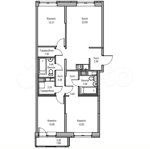 4-к. квартира, 82,2 м², 22/22 эт.