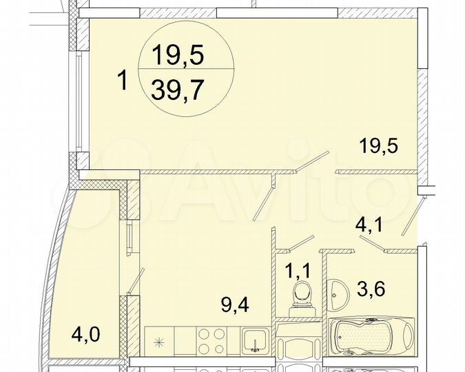 1-к. квартира, 40,1 м², 3/18 эт.
