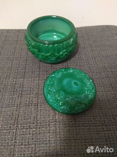 Шкатулка малахитовое стекло Чехословакия