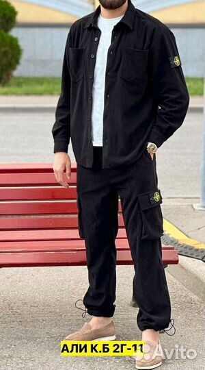 Костюм мужской вельветовый stone island / lux