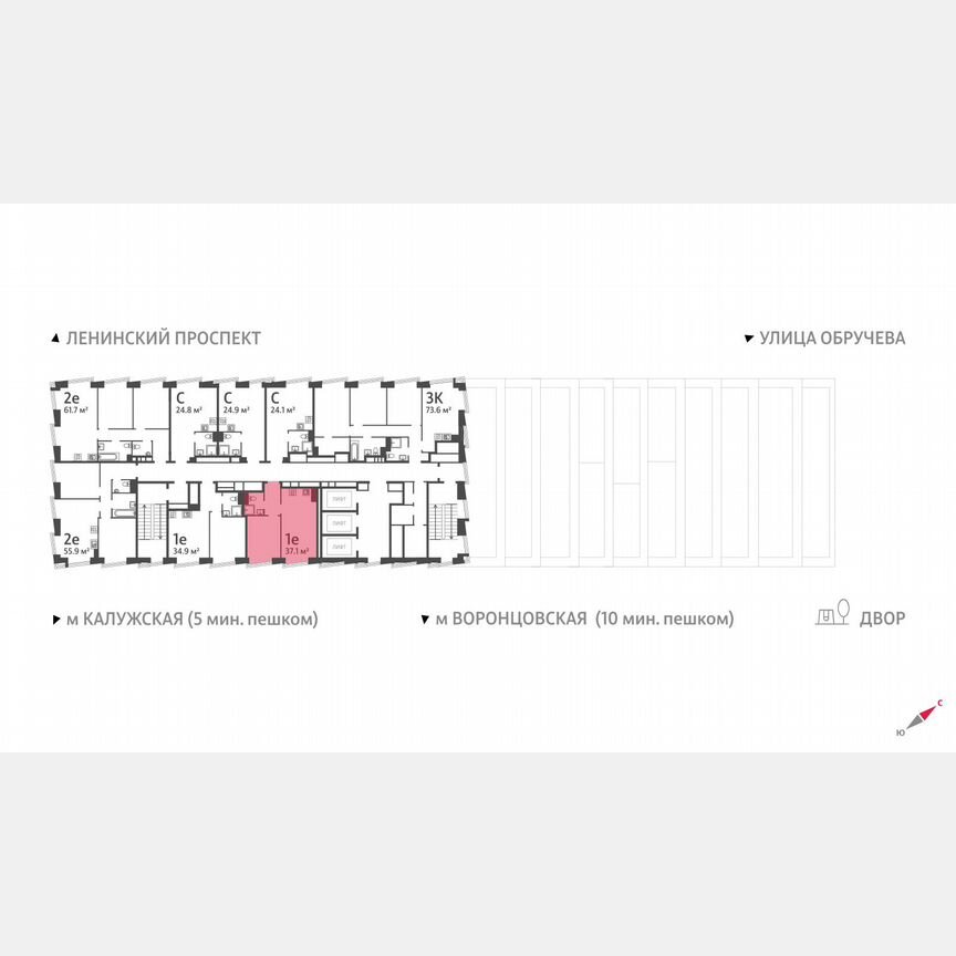 1-к. квартира, 37,1 м², 36/58 эт.