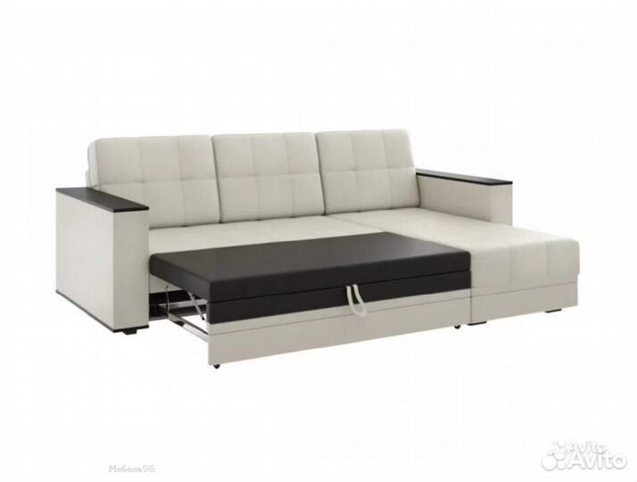 Диван угловой Атлант без столика кожзам бежевый (к
