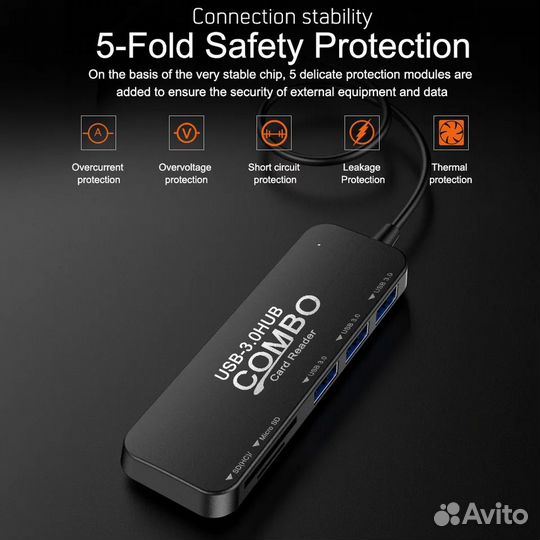 Type-C - USB HUB + SD / microSD reader