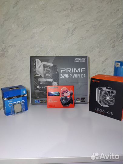 Новый комплект i5 12400f+z690+16gb+кулер