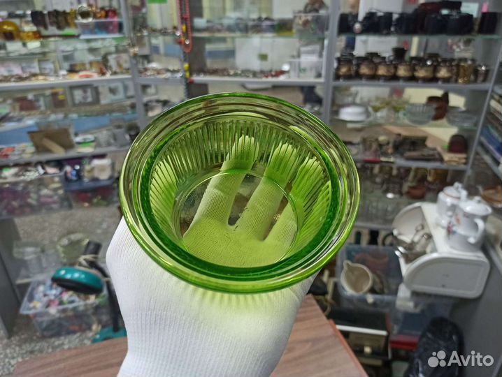 Советская Сахарница Изумрудное Стекло Зеленое СССР