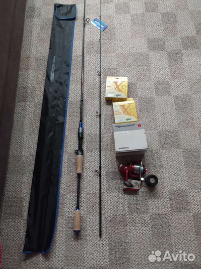 Спининг kaida1шт,катушка shinand1шт, плетенка2шт