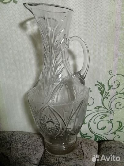 Кувшин винтаж стекло, хрусталь, 37см