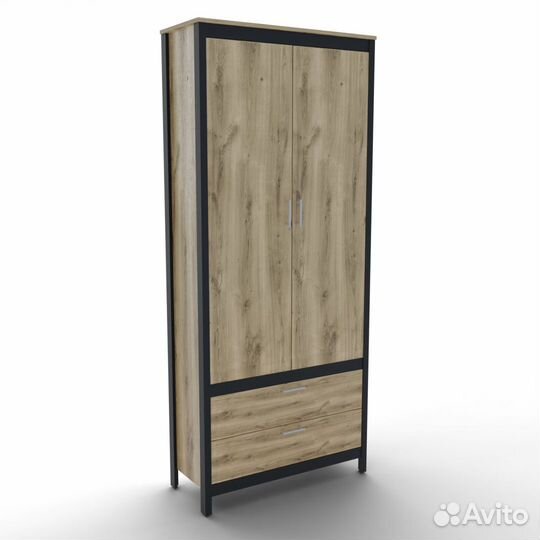 Шкaф Лофт 2-х ств 0,91 м бoлтон/уни шварц