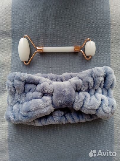 Роликовый массажёр для лица + повязка для волос