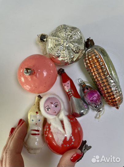 Игрушки елочные СССР стекло