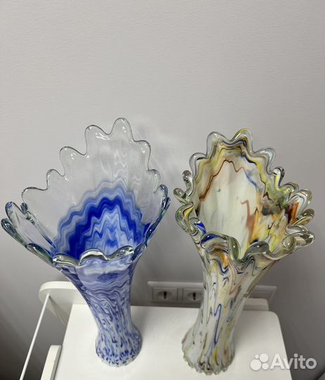 Ваза цветное гутное стекло СССР