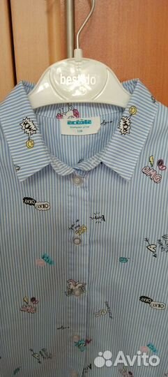 Рубашка для девочки школьная 128см