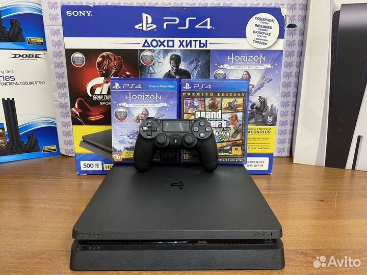 Sony PlayStation 4 Slim + GTA 5 + Horizon