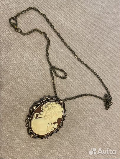 Брошь/кулон Камея с цепью, брошь Кошка