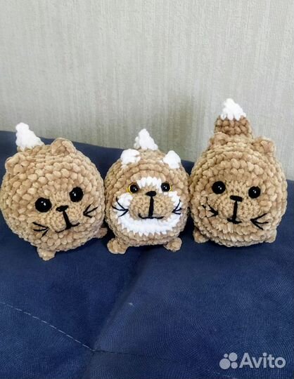 Кот Колобок игрушка из плюшевой пряжи