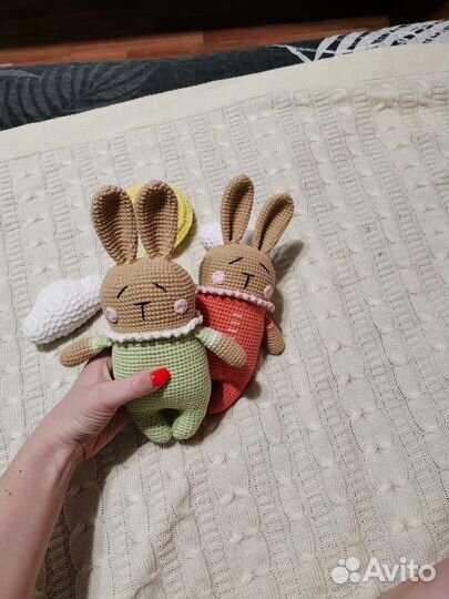 Зайки Сплюшки вязаные, ручная работа