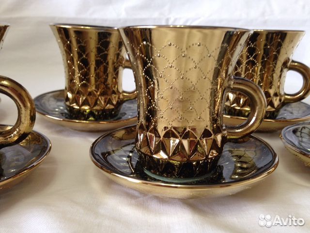 Кофейный набор СССР, позолота, стекло