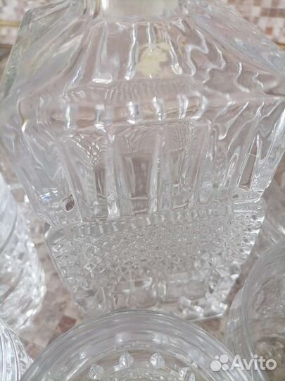 Графин, рюмки, бокалы хрустальный богемия