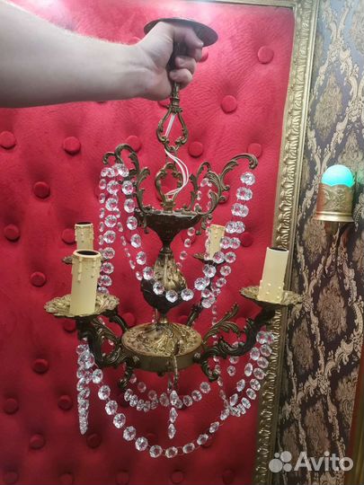 Люстра на 4 плафона Бронза Старинная Большая