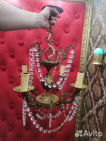 Люстра на 4 плафона Бронза Старинная Большая