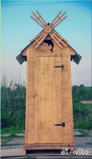 Дачный туалет деревянный прямоугольник POL