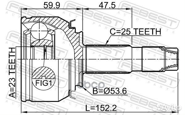 ШРУС ШРУС наружный 23X53.6X25 opel mokka J13 20