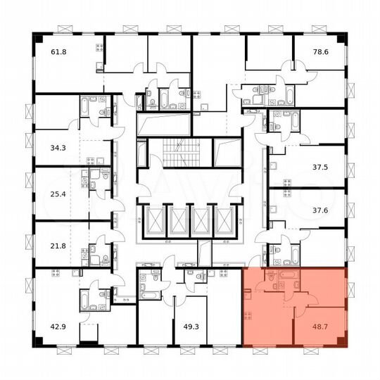 2-к. квартира, 48,7 м², 22/33 эт.