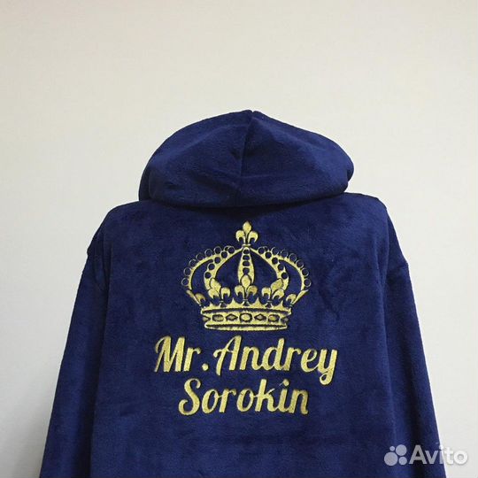 Плюшевый халат с именной вышивкой на заказ